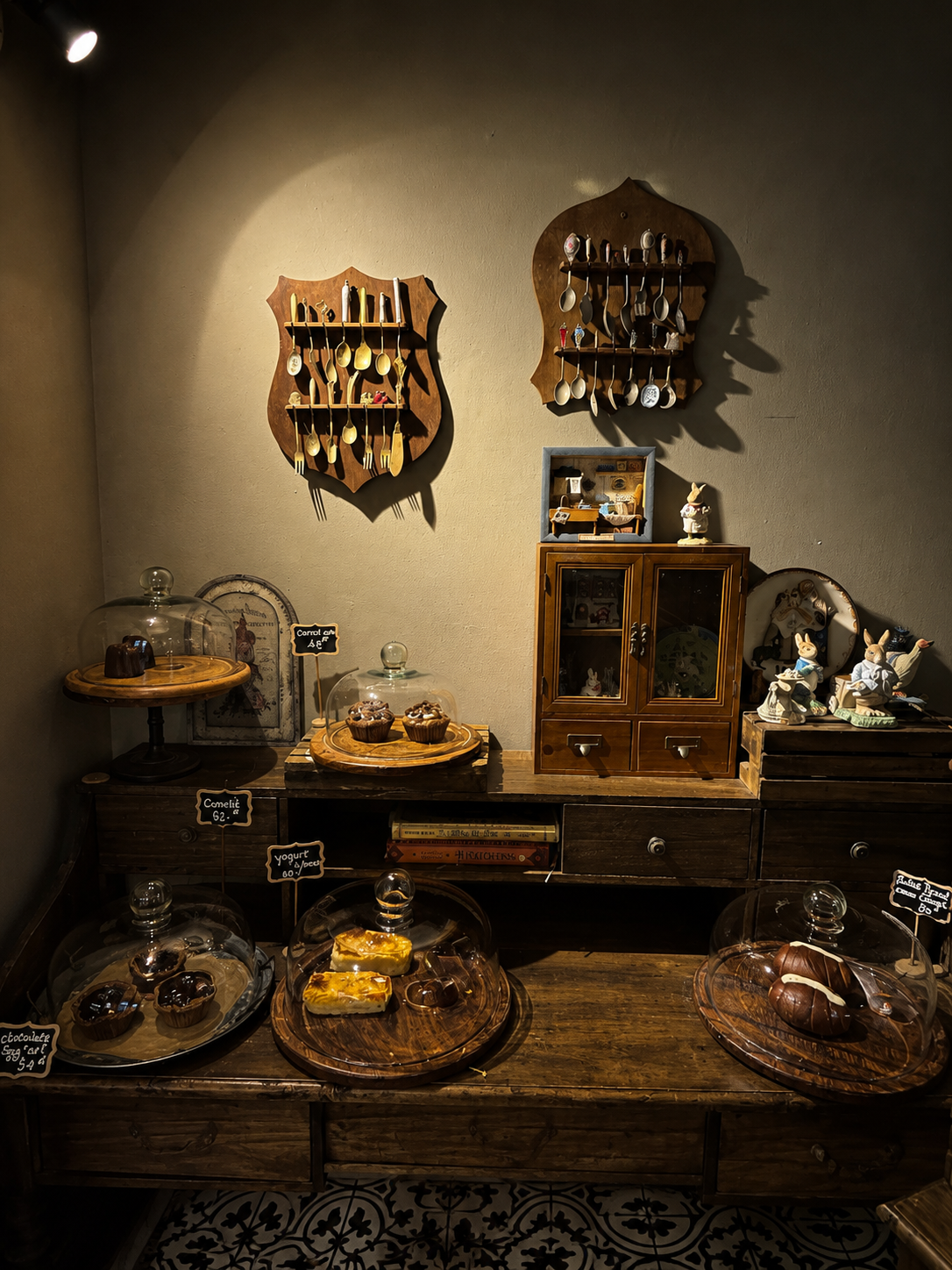 Vintage Spoon Collection Used as Bakery Wall Decor - Blue Dream Saigon