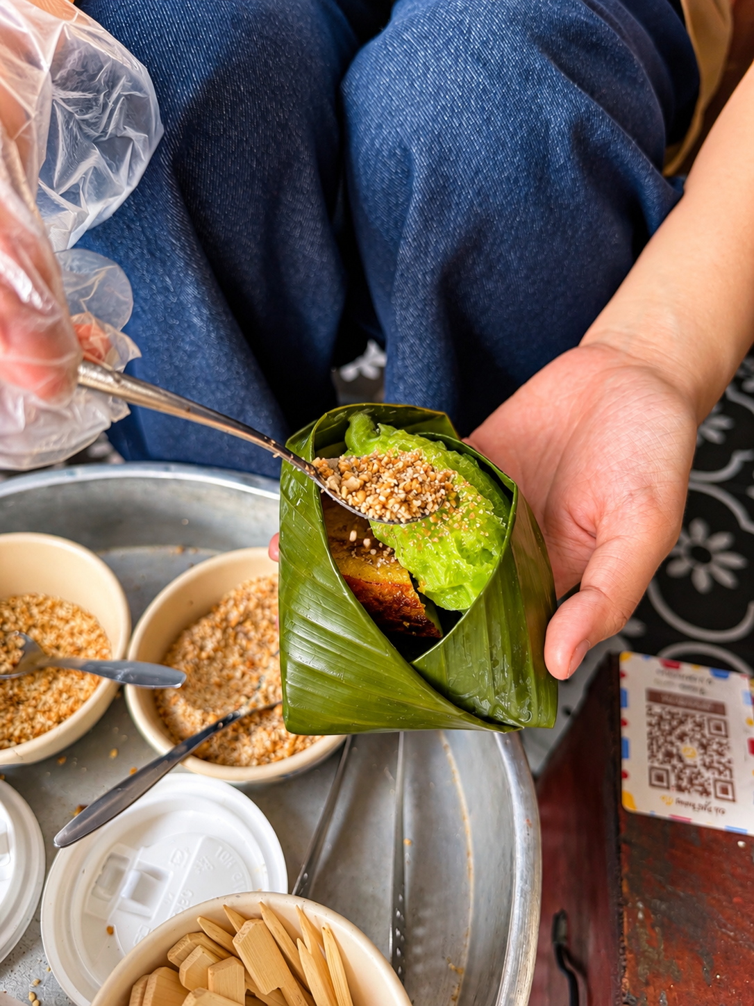 Vietnamese Pandan Honeycomb Cake Served in Banana Leaf - Saigon