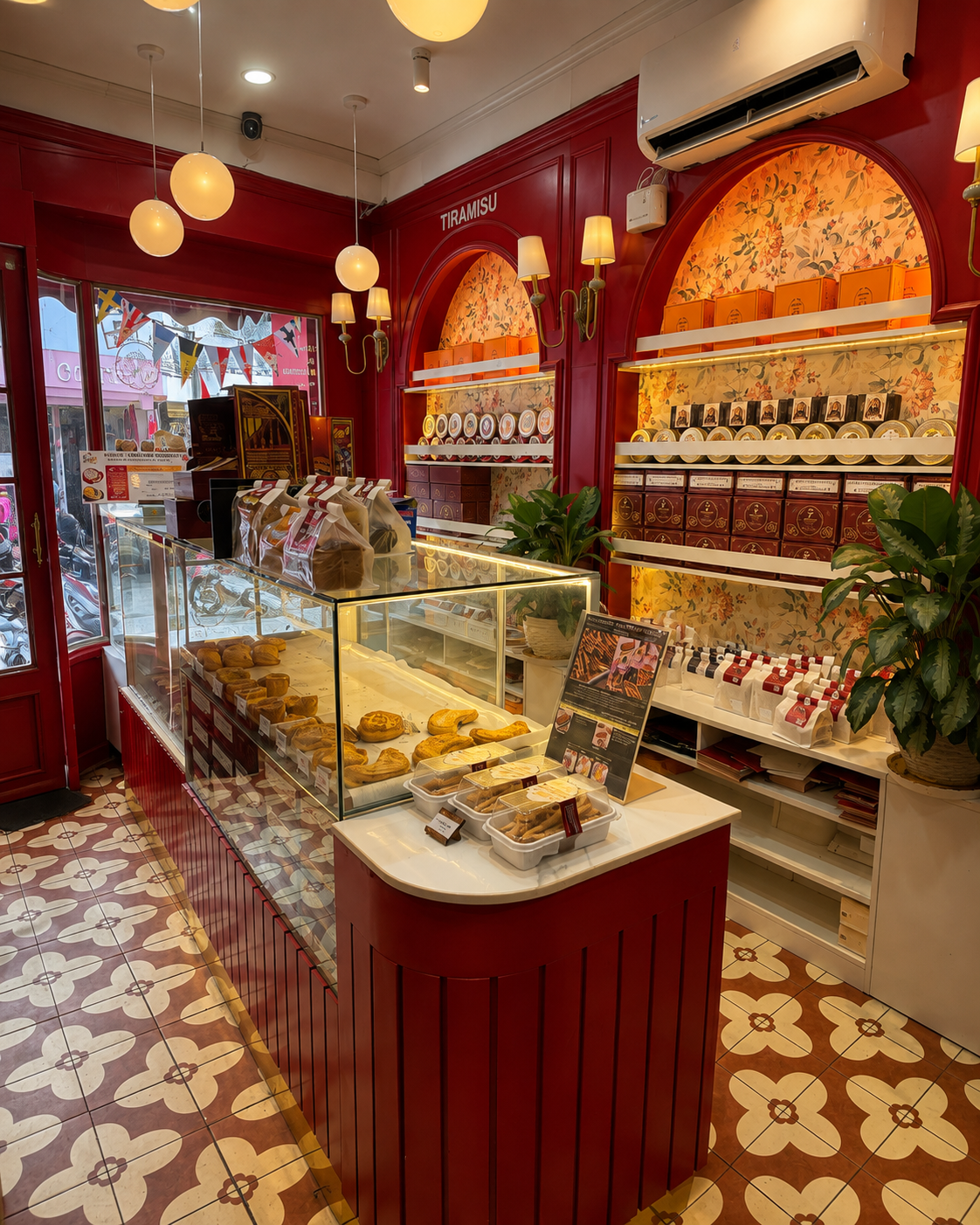 Burgundy Bakery with Floral Walls - Friendship Saigon