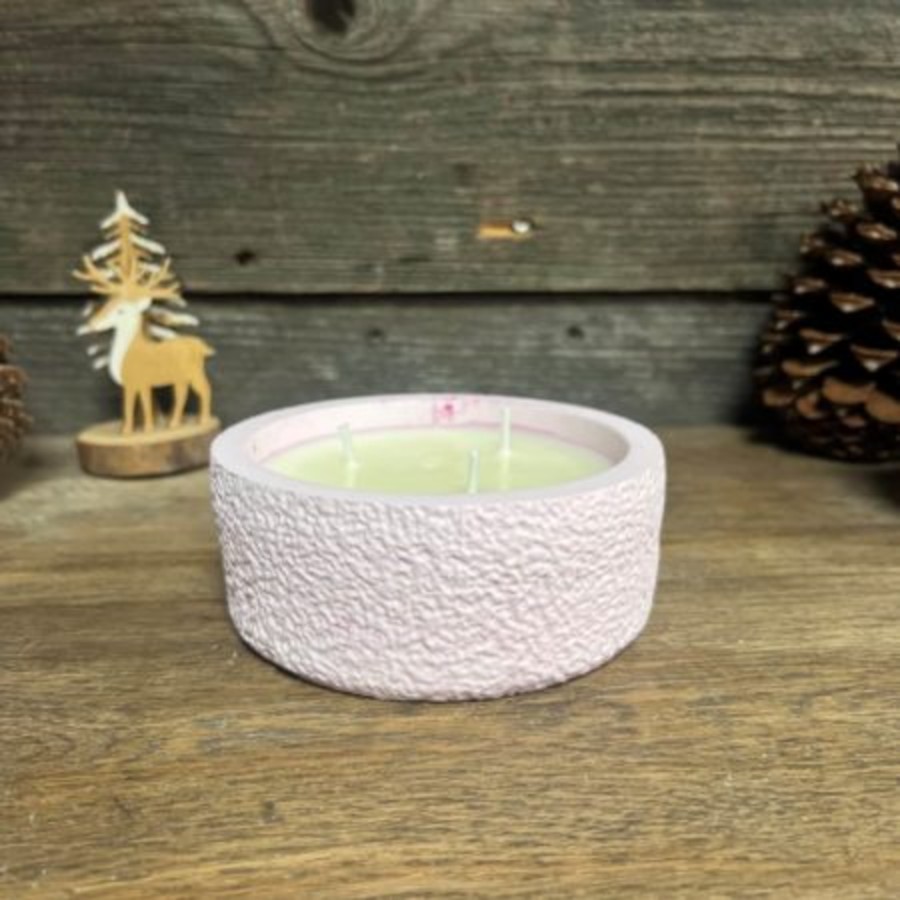 Handmade Pink Porcelain Floral Candle